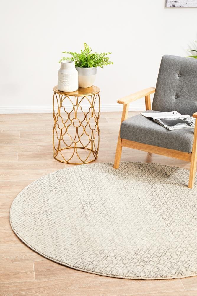 Diamond Grey Transitional Round Rug - Floorsome - Modern - EVO - 265 - GREY - 150X150 - Modern