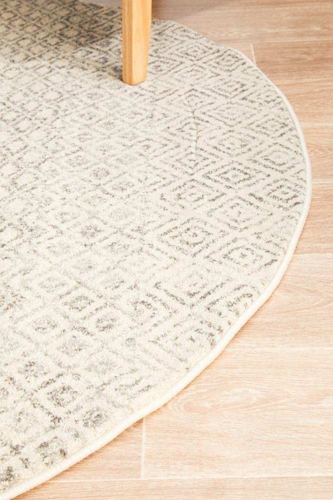 Diamond Grey Transitional Round Rug - Floorsome - Modern - EVO - 265 - GREY - 150X150 - Modern