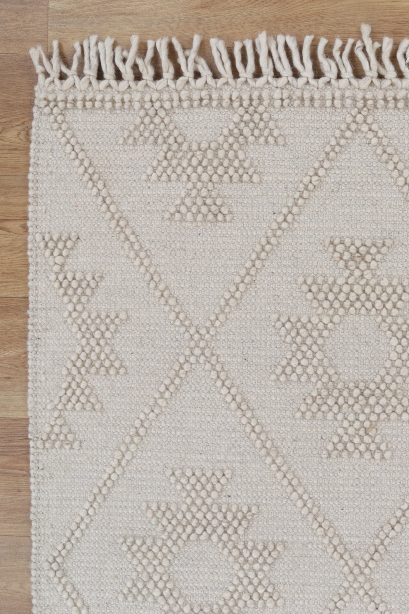 Diego Geometric Beige Wool Rug - Floorsome - Area Rug - DIEG16004BEIG - Area Rug