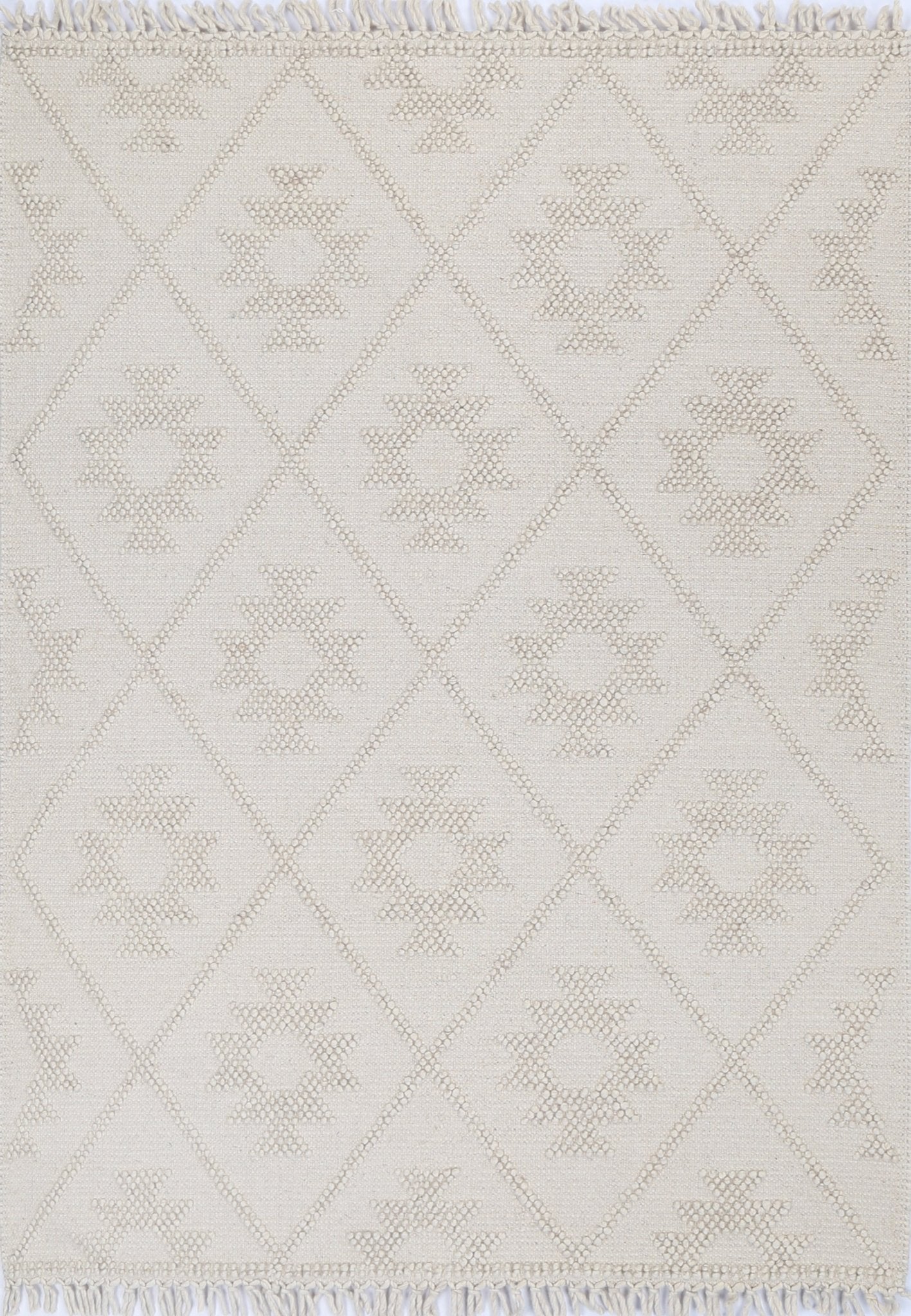 Diego Geometric Beige Wool Rug - Floorsome - Area Rug - DIEG16004BEIG - Area Rug