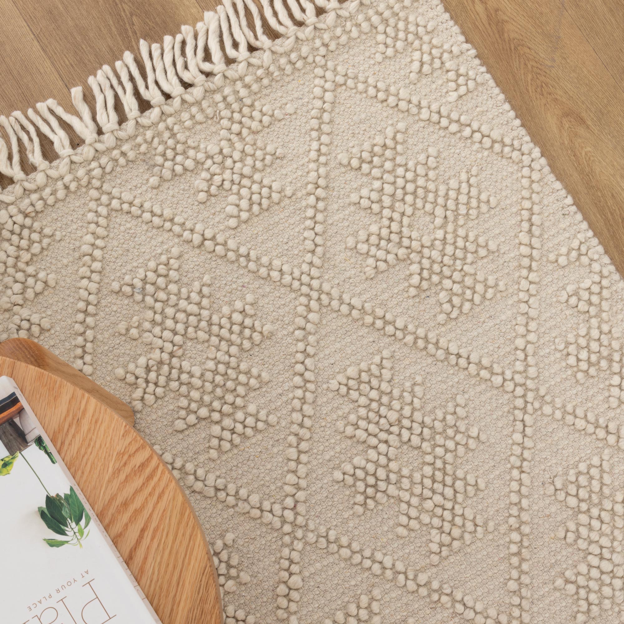 Diego Geometric Beige Wool Rug - Floorsome - Area Rug - DIEG70104BEIG - Area Rug