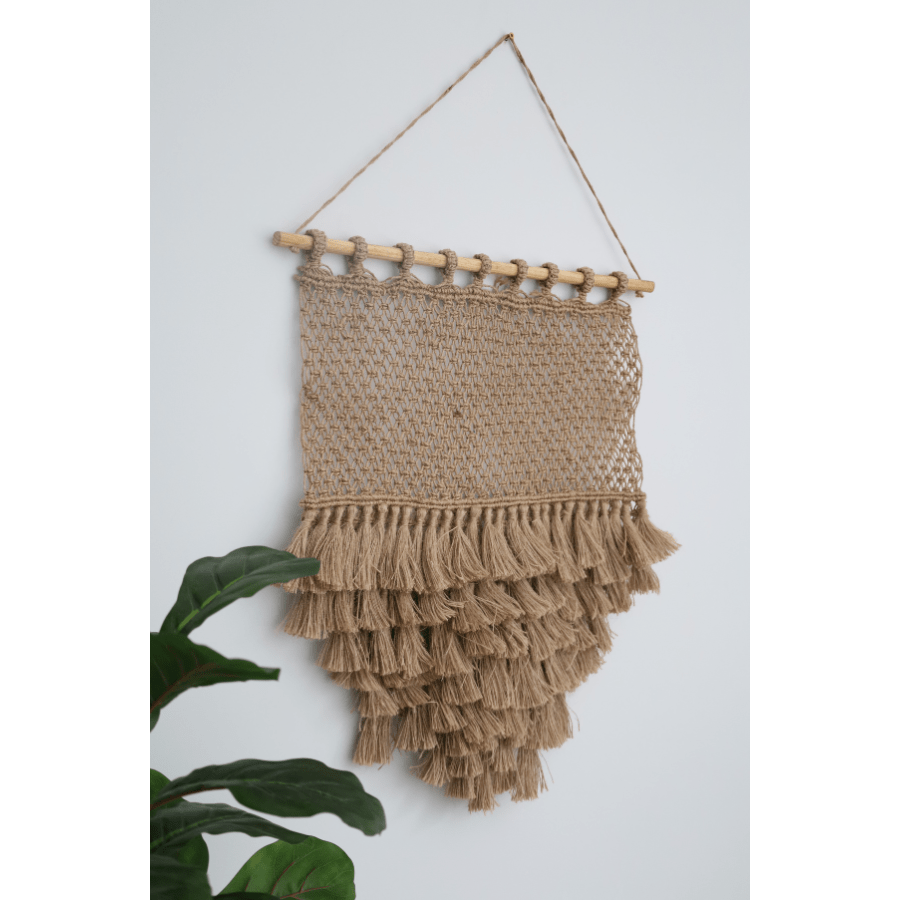 Dilli Handcrafted Macramé Wall Hanging with Jute Fringes - Floorsome - WALLARTDILLI000 - 