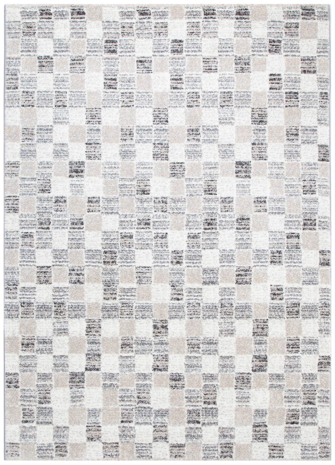 Dorado Grey Beige Checkered Rug - D004 - Floorsome - Area Rug - DORA160D004 - Area Rug