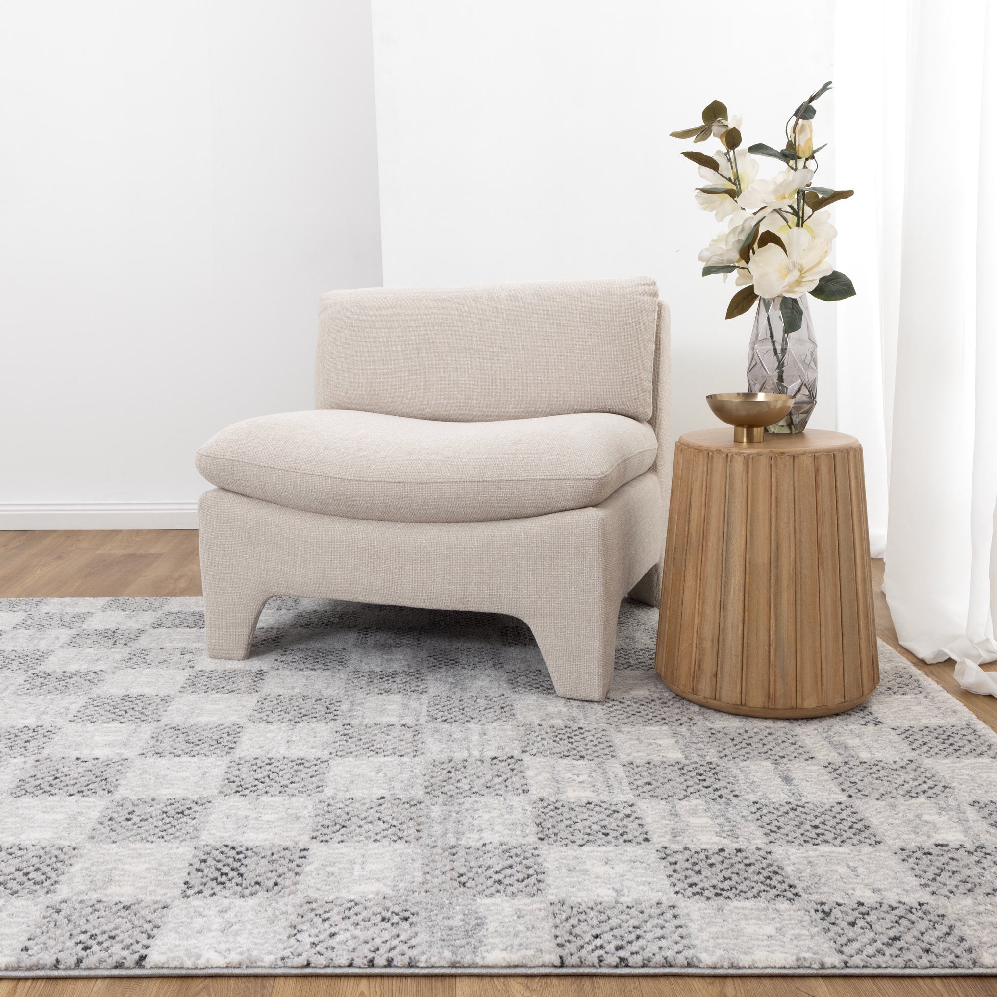 Dorado Grey Checkered Rug - D002 - Floorsome - Area Rug - DORA160D002 - Area Rug