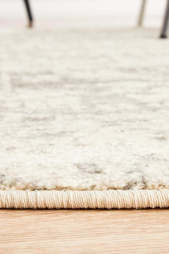 Dream White Silver Transitional Round Rug - Floorsome - Modern - EVO - 253 - WSIL - 150X150 - Modern