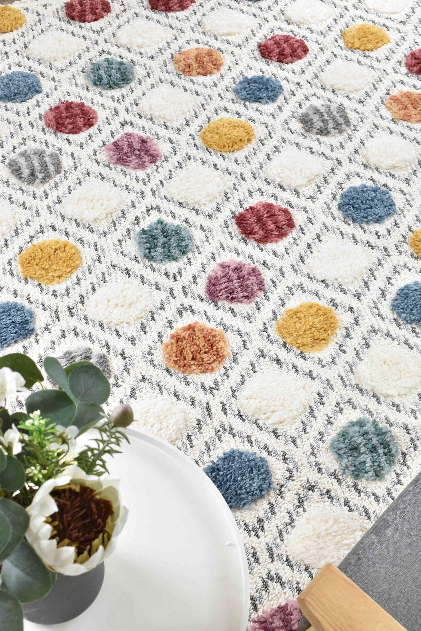 Eden B0075A Polka Dots - Floorsome - SHAGGY - PARIS - B0075A - YELLOW - 80X150 - SHAGGY
