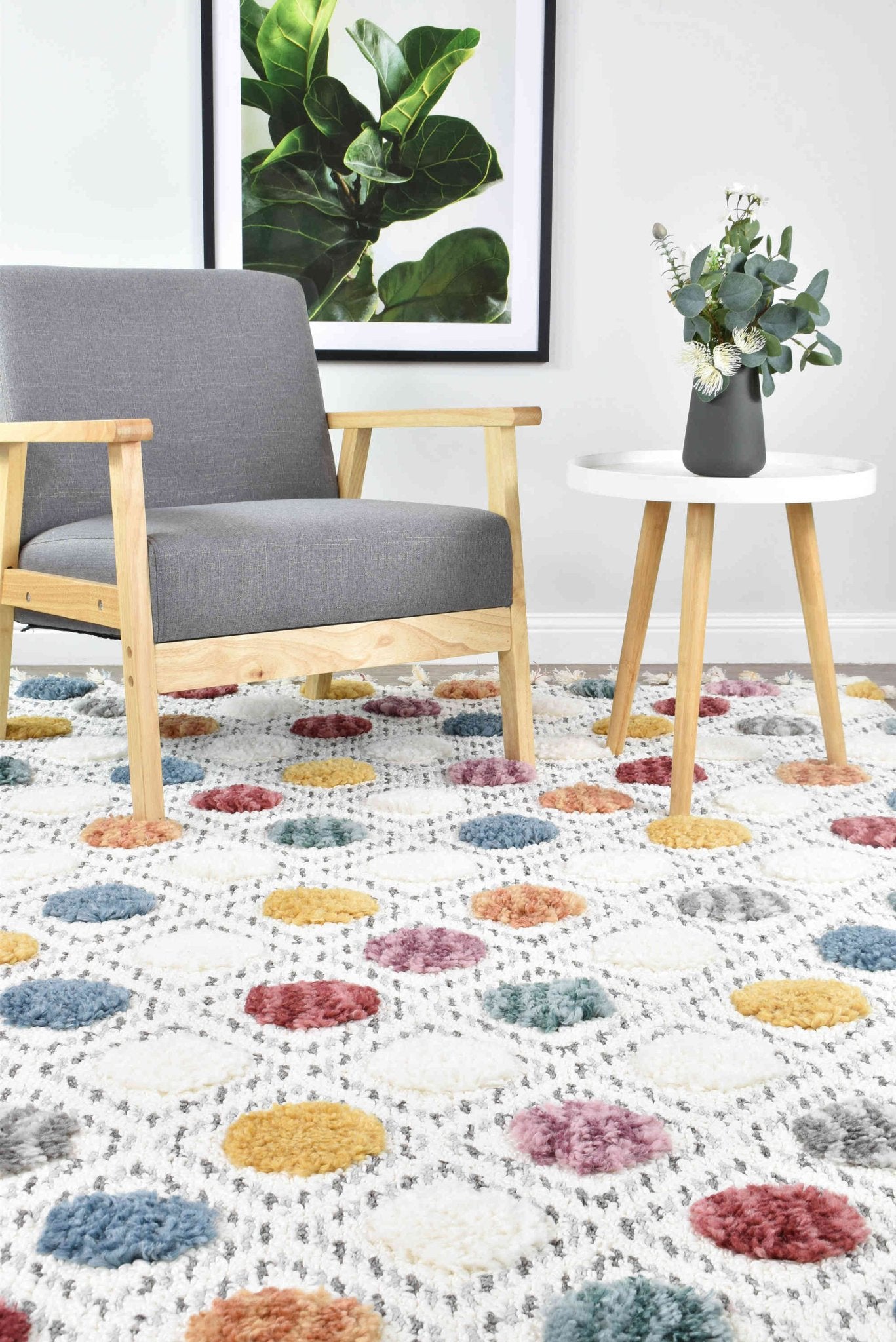 Eden B0075A Polka Dots - Floorsome - SHAGGY - PARIS - B0075A - YELLOW - 80X150 - SHAGGY