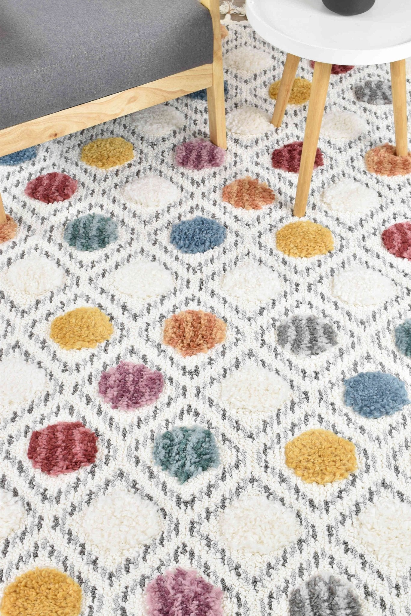Eden B0075A Polka Dots - Floorsome - SHAGGY - PARIS - B0075A - YELLOW - 80X150 - SHAGGY