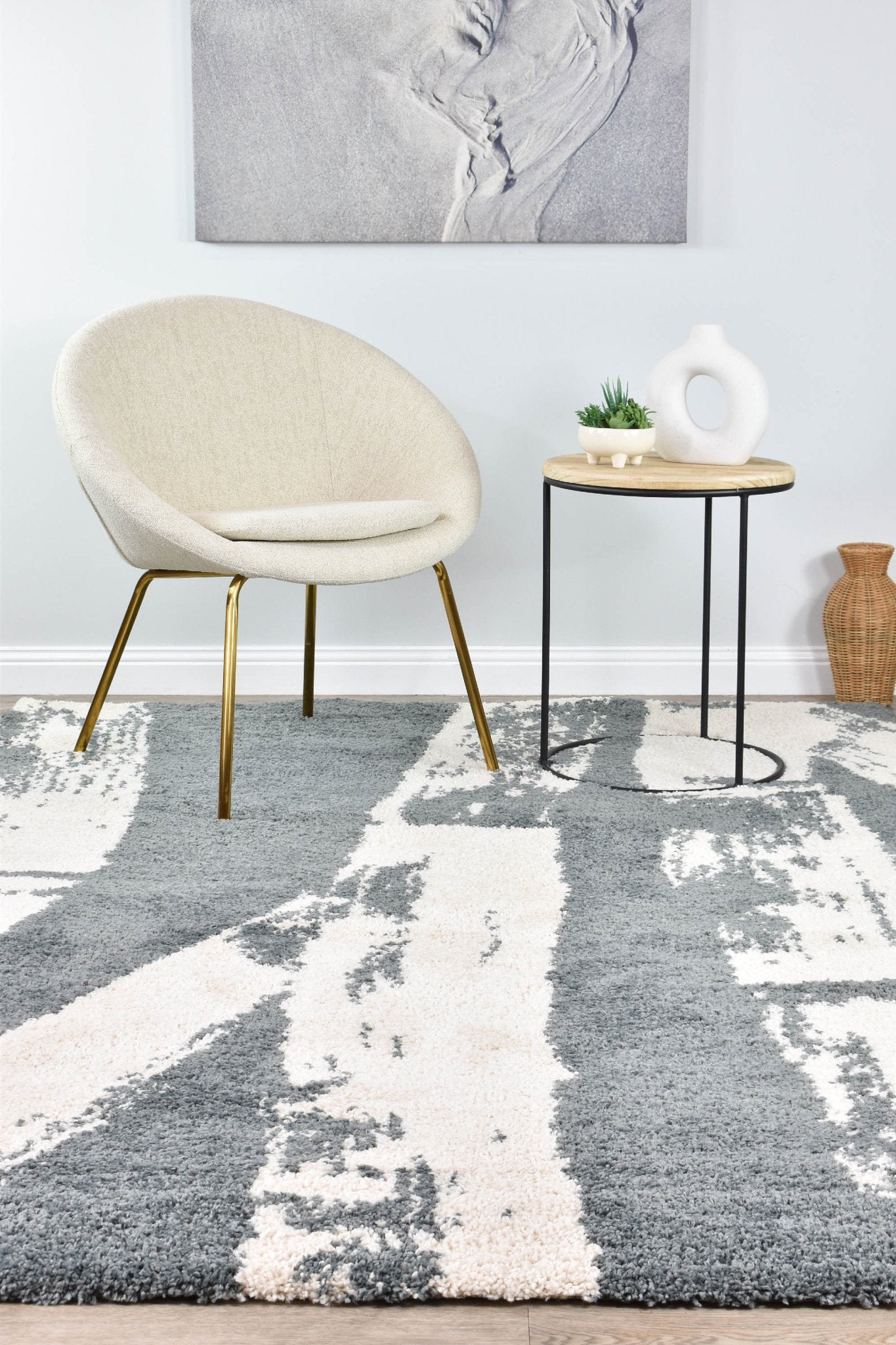Elle 62602 692 Grey Cream Rug - Floorsome - SHAGGY - SPIRIT - 62602 - 692 - 160X230 - SHAGGY