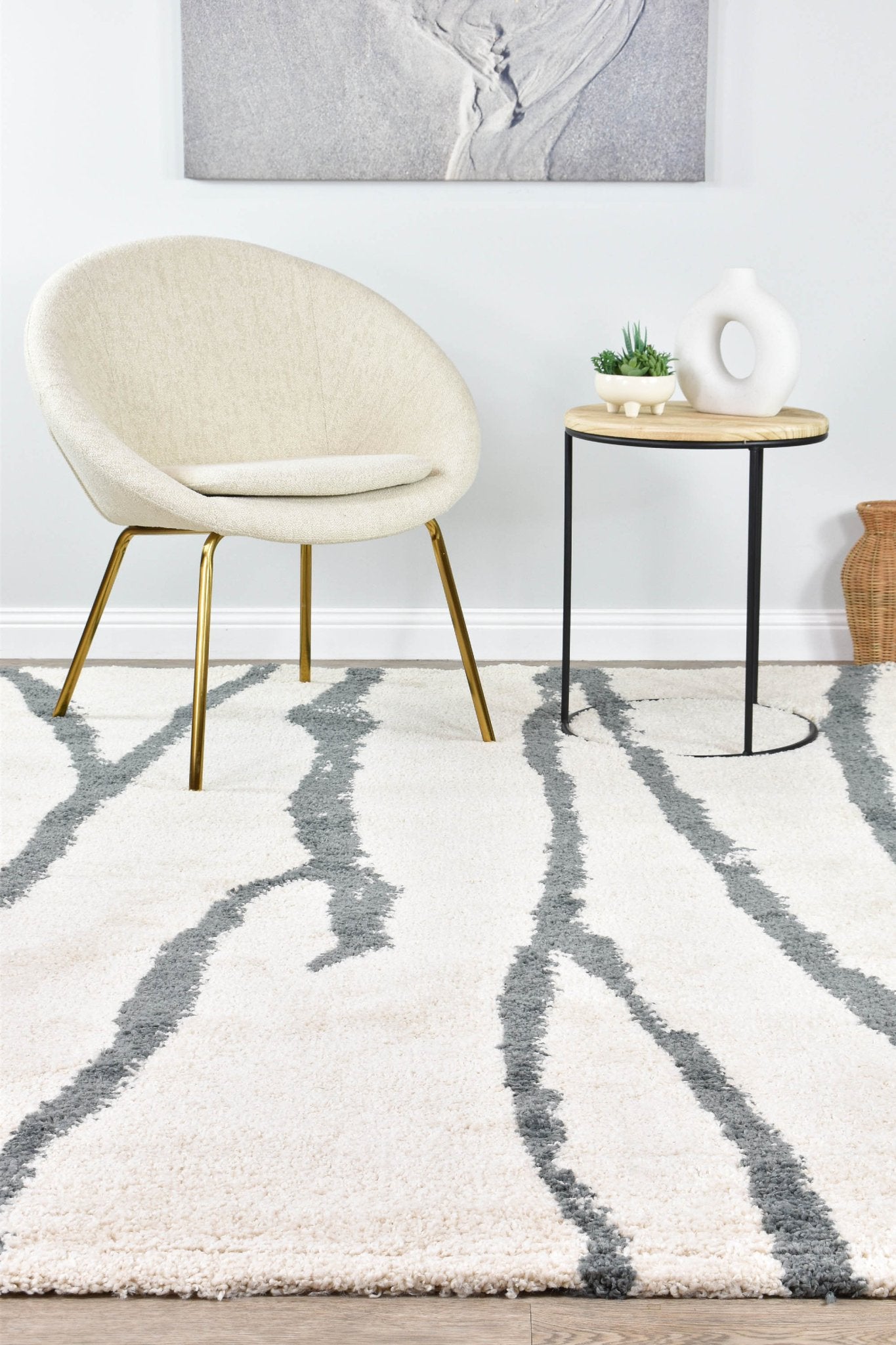 Elle 62628 962 Cream Grey Rug - Floorsome - SHAGGY - SPIRIT - 62628 - 962 - 160X230 - SHAGGY