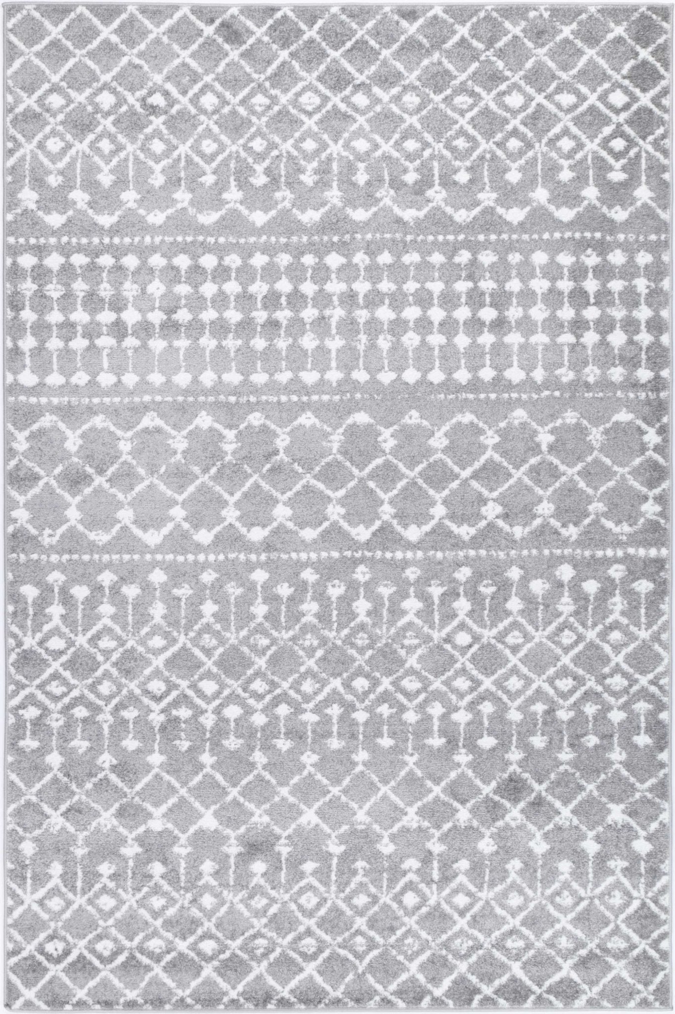 Ermina Tribal Grey Rug - Floorsome - Rug - BERG1605GWHI - Rug