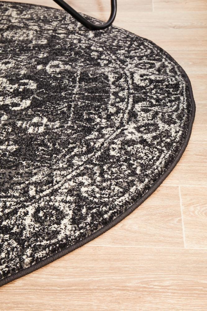 Estella Charcoal Transitional Round Rug - Floorsome - Modern - EVO - 252 - CHAR - 150X150 - Modern