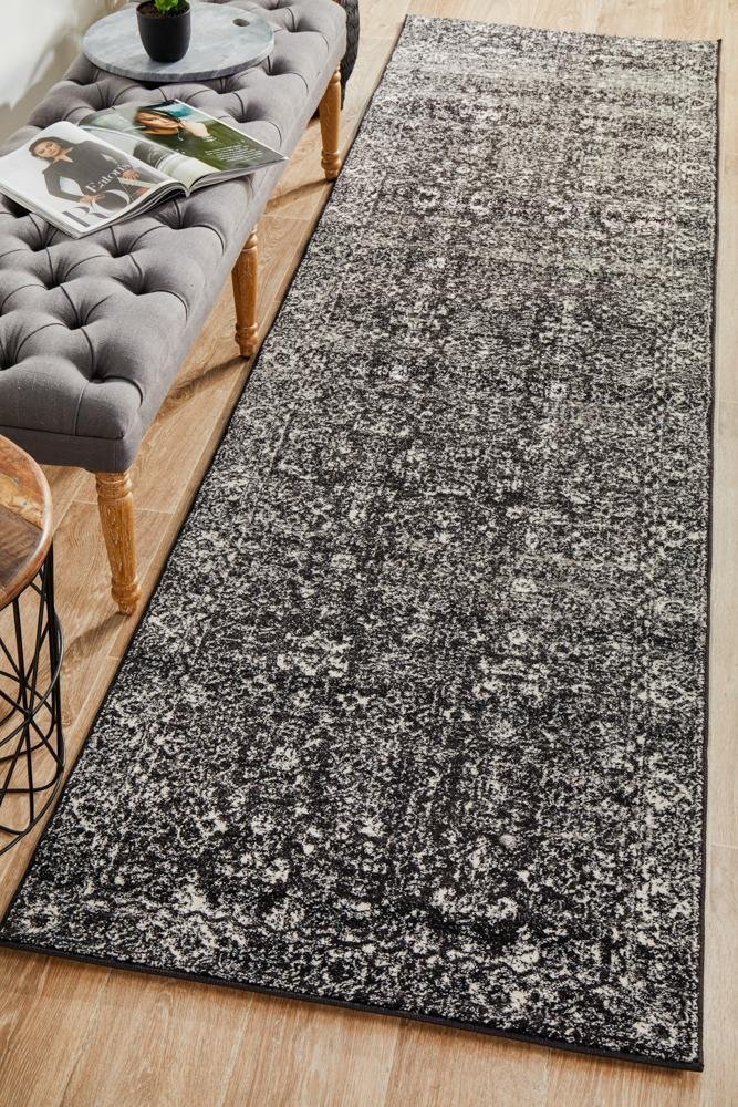 Estella Charcoal Transitional Runner Rug | Floorsome