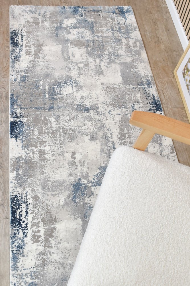 Eternal 25497A Navy Grey Runner - Floorsome - RUNNER - VELVET - 25497A - NAVY - LGREY - 80X300 - RUNNER