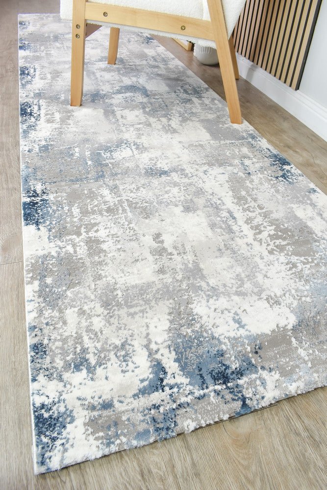 Eternal 25497A Navy Grey Runner - Floorsome - RUNNER - VELVET - 25497A - NAVY - LGREY - 80X300 - RUNNER