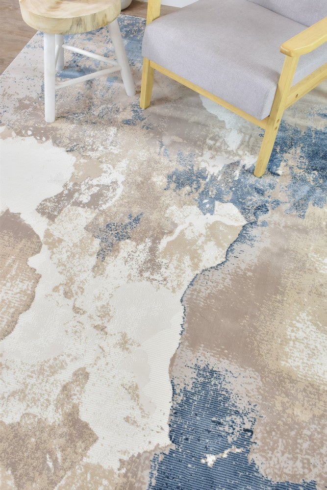 Eternal 25499A Navy Beige - Floorsome - MODERN - VELVET - 25499A - NAVY - BEIGE - 160X230 - MODERN