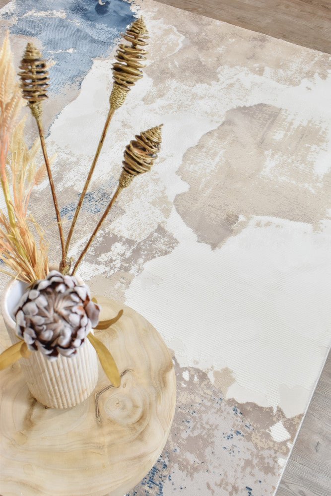 Eternal 25499A Navy Beige - Floorsome - MODERN - VELVET - 25499A - NAVY - BEIGE - 160X230 - MODERN