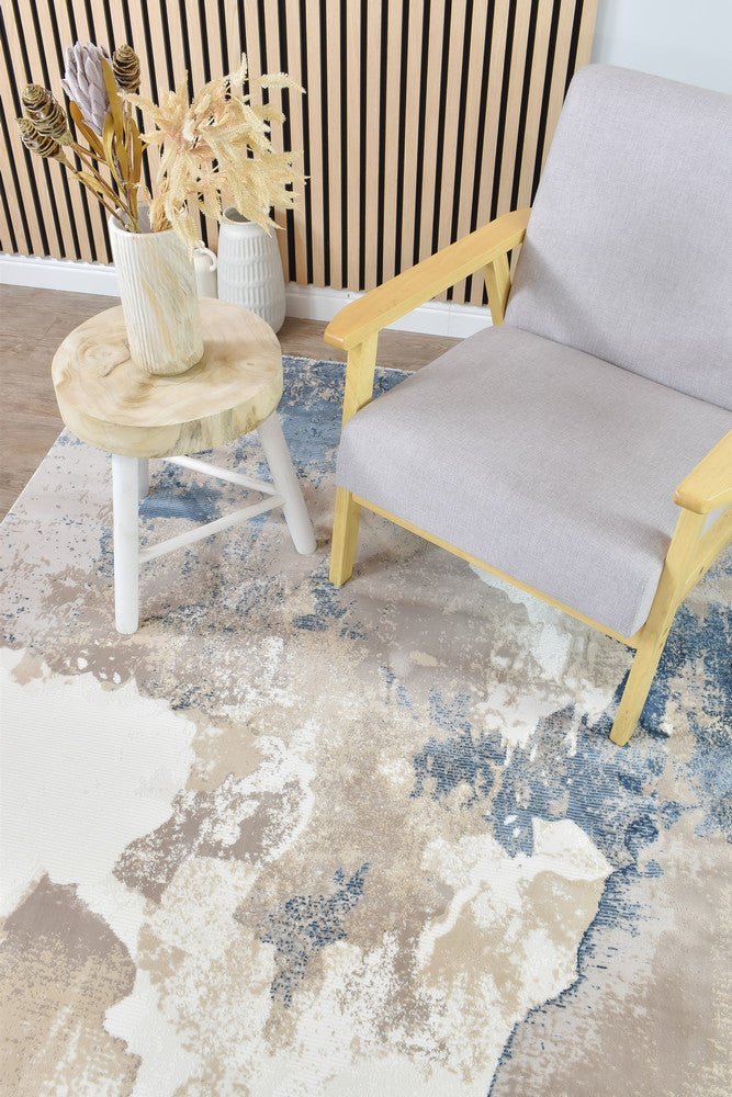 Eternal 25499A Navy Beige - Floorsome - MODERN - VELVET - 25499A - NAVY - BEIGE - 160X230 - MODERN