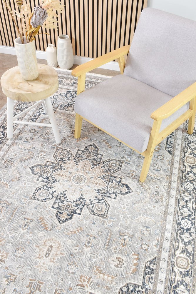 Eternal 30066A Navy Cream - Floorsome - MODERN - LYON - 30066A - NAVY - CREAM - 160X230 - MODERN