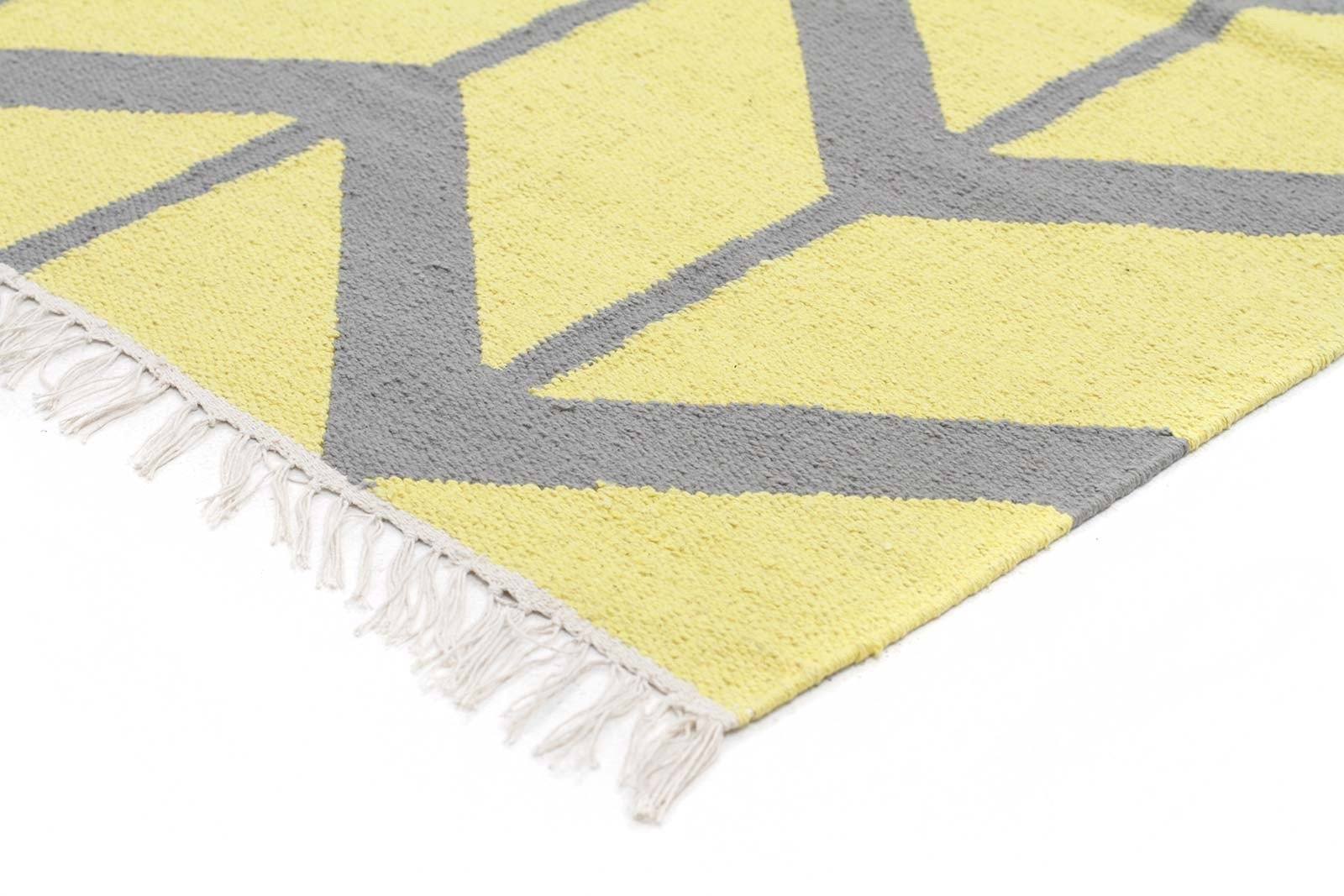 Fantasy Firefly Yellow Chevron Sunny Handmade Cotton Rug - Floorsome - Modern - PRO - CARN - YEL - 225X155 - Modern