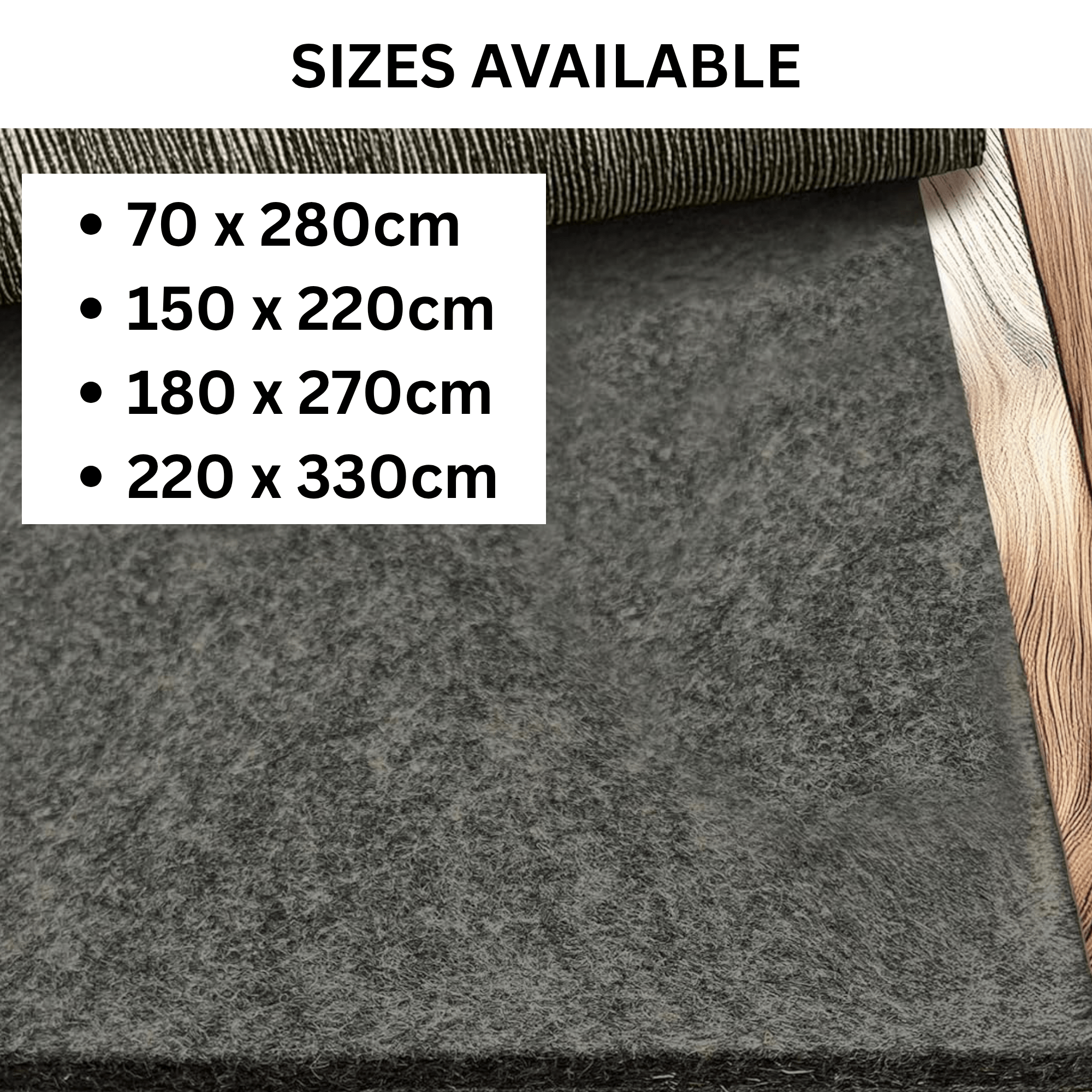 Felt Rug Underlay with Non - Slip Rubber Backing - Floorsome - Rug Underlay - FLTRBRRGP220330 - Rug Underlay