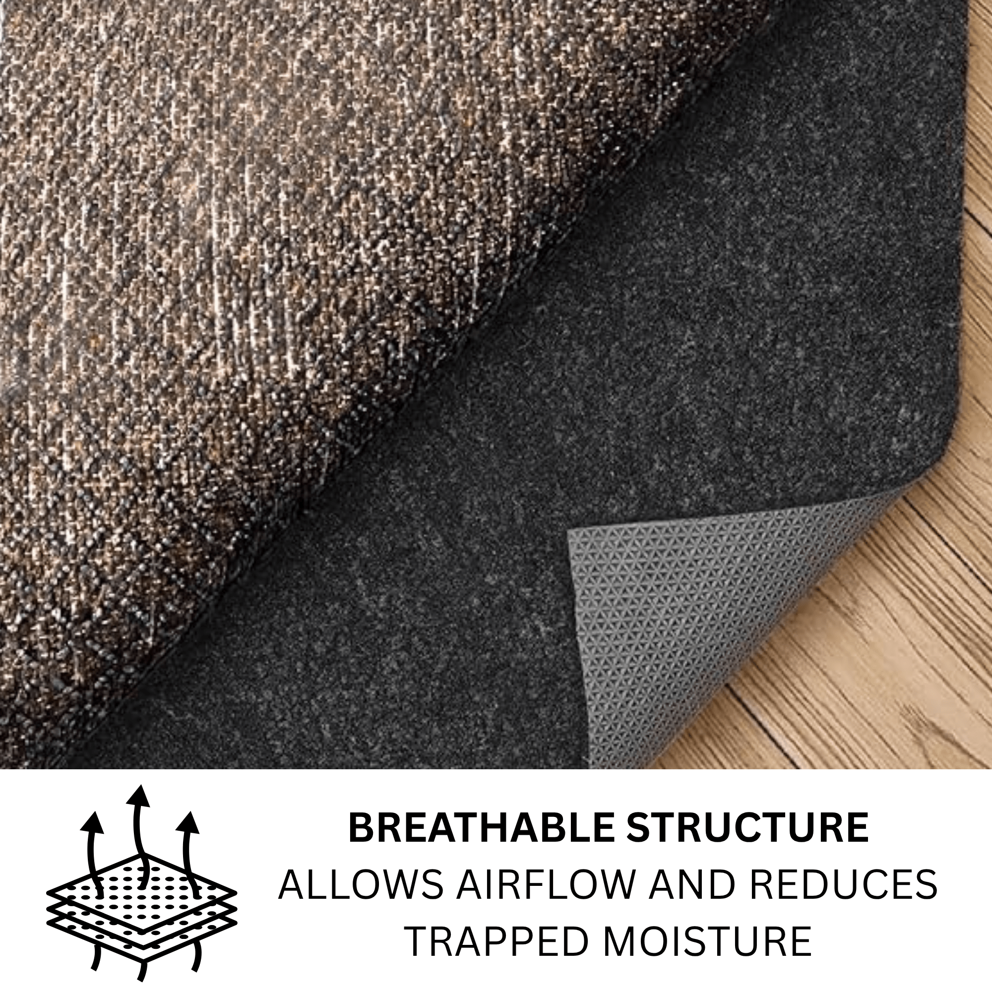 Felt Rug Underlay with Non - Slip Rubber Backing - Floorsome - Rug Underlay - FLTRBRRGP220330 - Rug Underlay