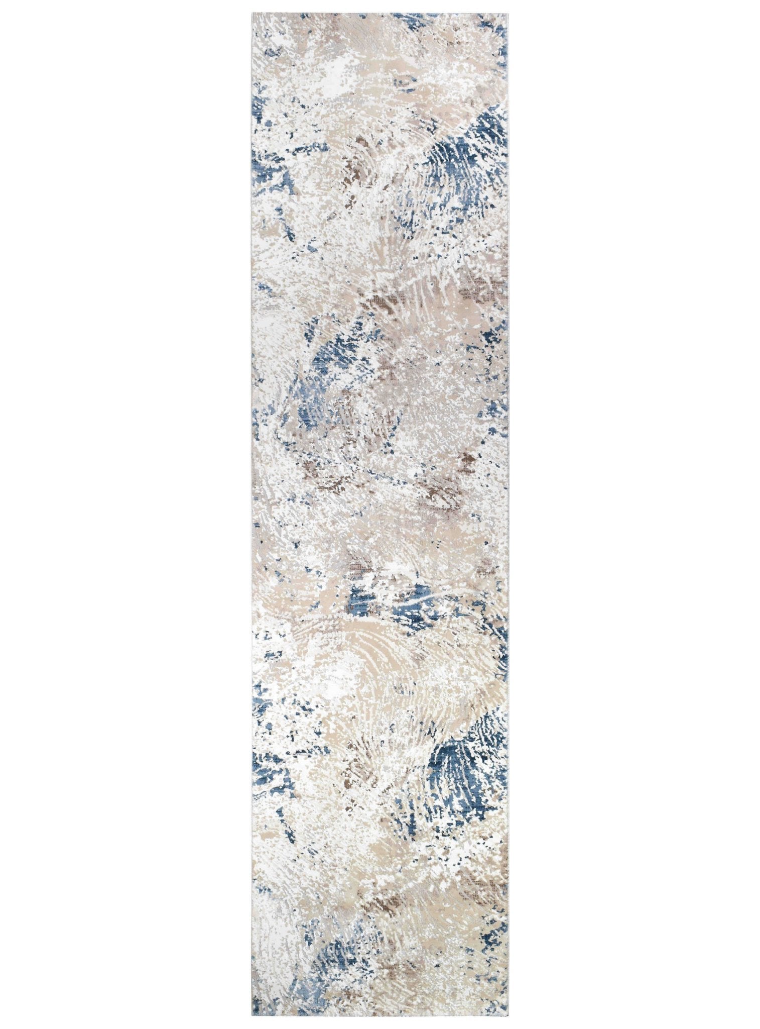 Finnegan 10166A Stone Patch Runner - Floorsome - RUNNER - VELVET - 10166A - BLUE - BEIGE - 80X300 - RUNNER