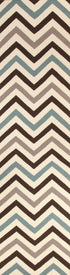 Flat Weave Chevron Design Rug Blue Brown Runner - Floorsome - Modern - NOM - 18 - BLU - 300X80 - Modern