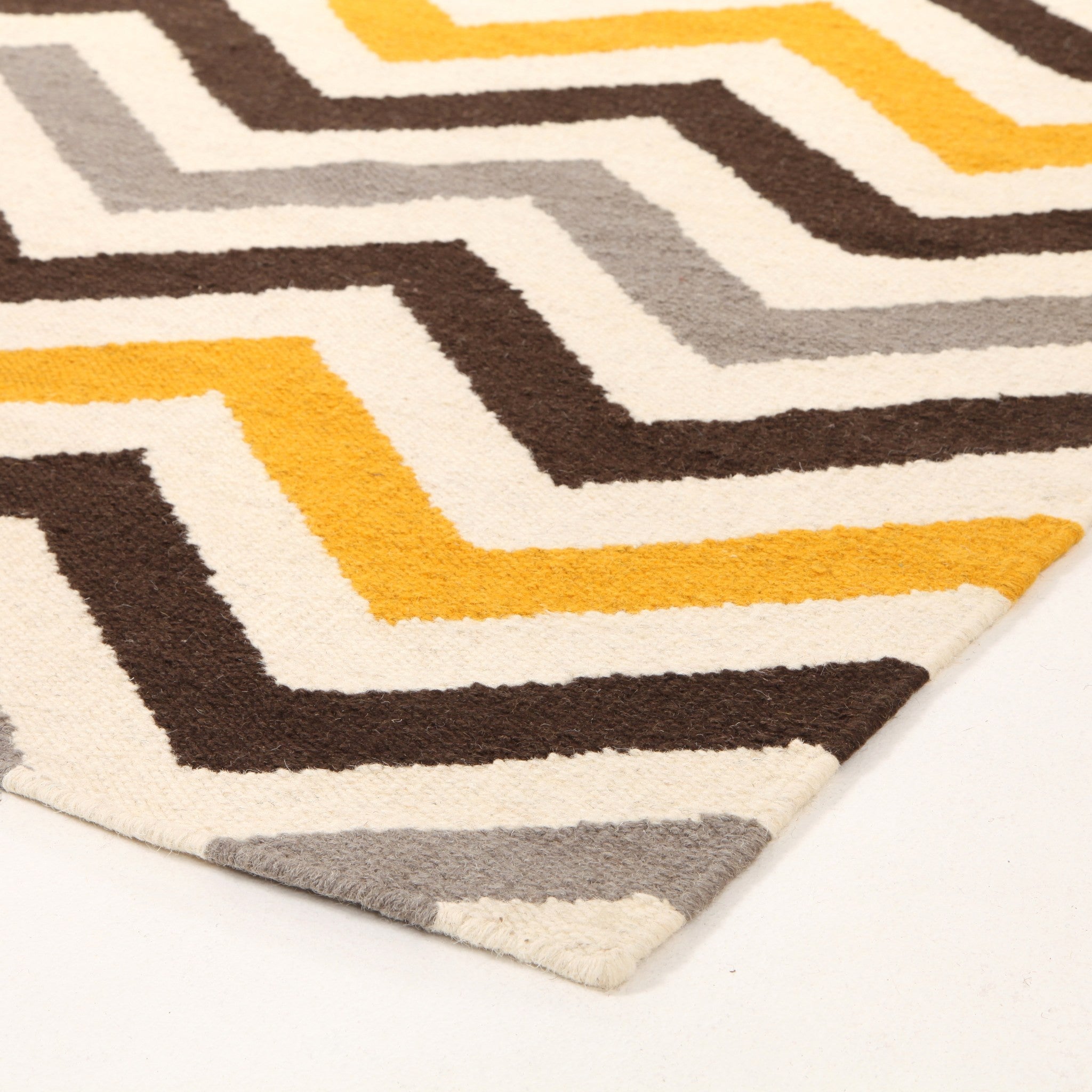 Flat Weave Design Rug Yellow Brown - Floorsome - Modern - NOM - 18 - YELL - 225X155 - Modern