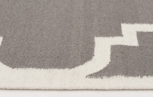 Flat Weave Large Moroccan Design Rug Grey - Floorsome - Modern