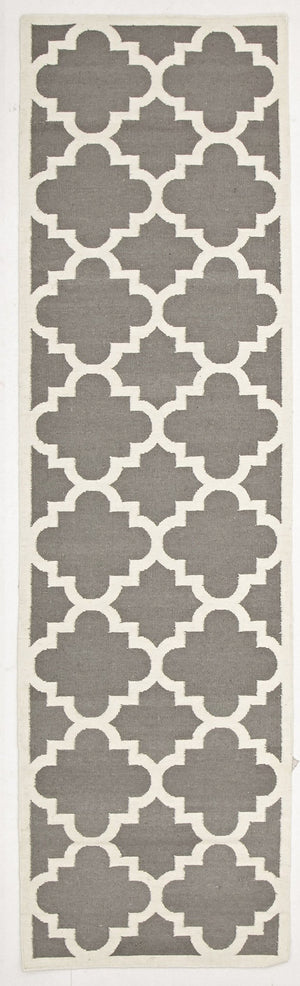 Flat Weave Large Moroccan Design Rug Grey - Floorsome - Modern