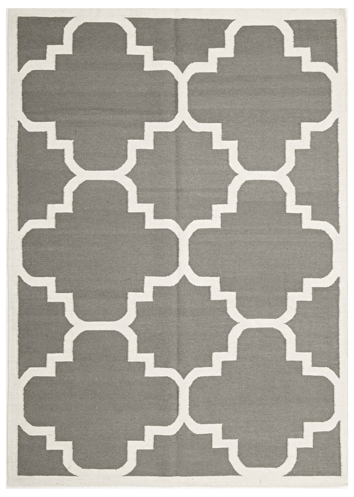 Flat Weave Large Moroccan Design Rug Grey - Floorsome - Modern