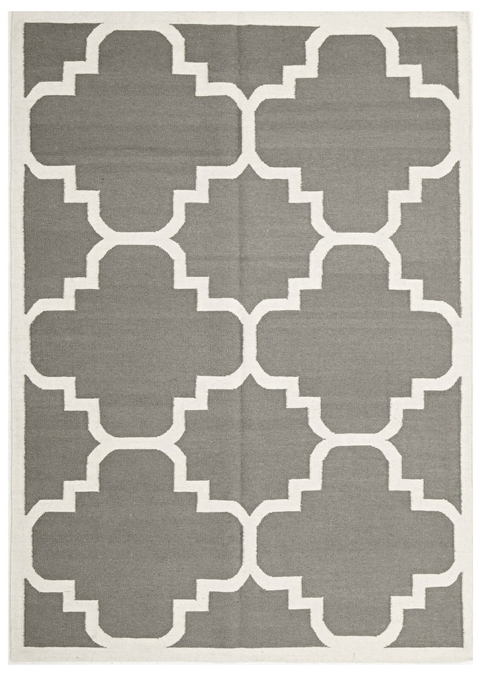 Flat Weave Large Moroccan Design Rug Grey