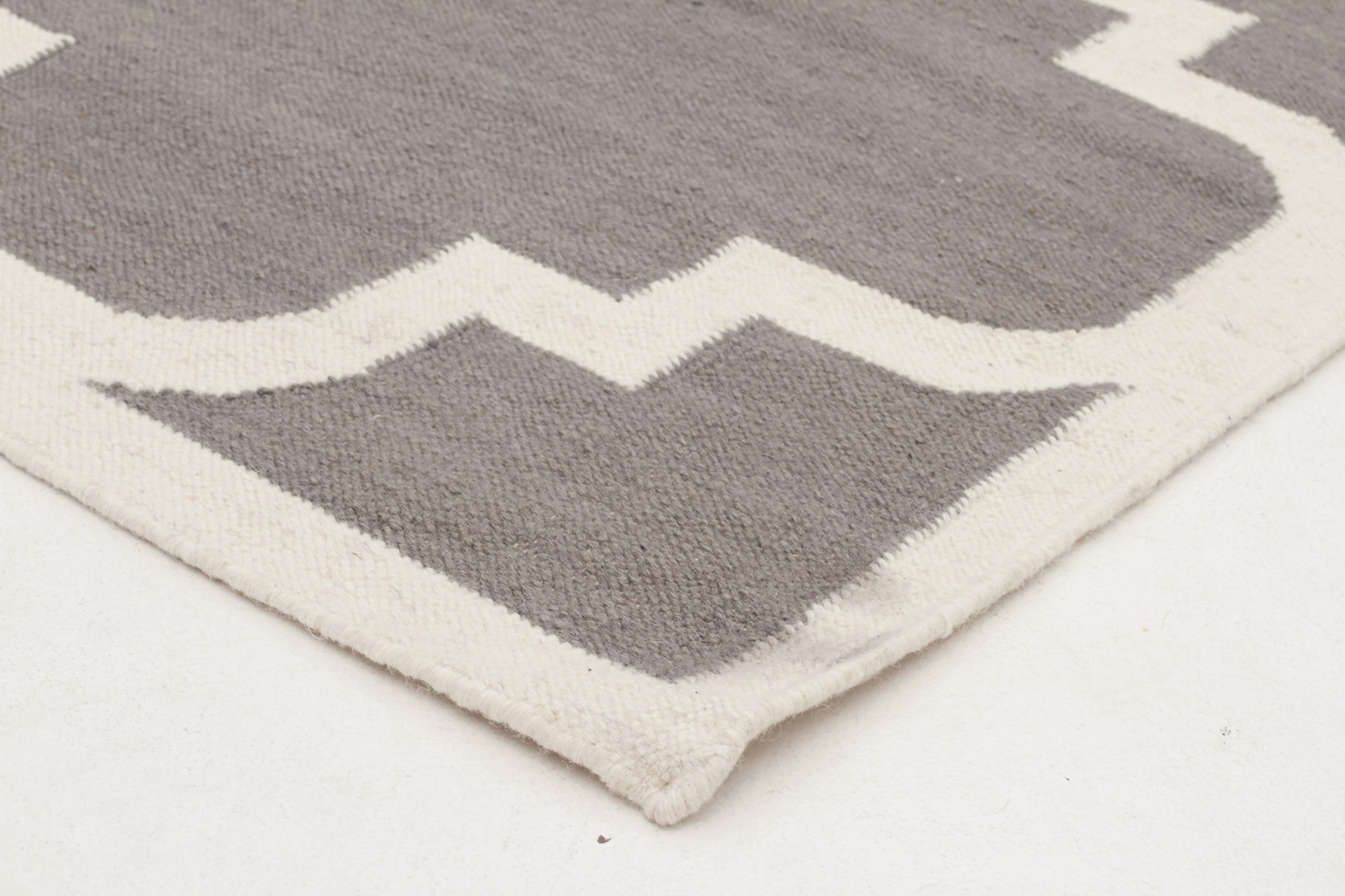 Flat Weave Large Moroccan Design Rug Grey - Floorsome - Modern - NOM - 23 - GREY - 225X155 - Modern