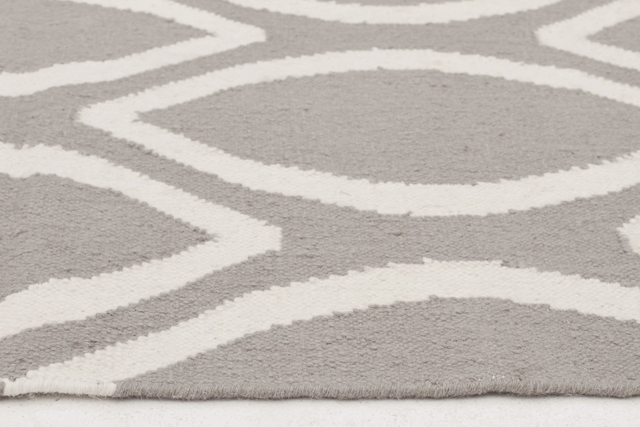 Flat Weave Oval Print Runner Rug Grey - Floorsome - Modern - NOM - 20 - GREY - 300X80 - Modern
