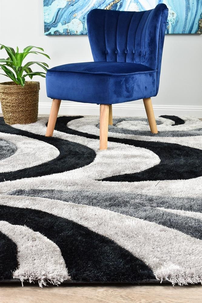 Florida Black Grey Rug 883 - Floorsome - Shag - MIS - TD833 - B1 - BG - 60X90 - Shag