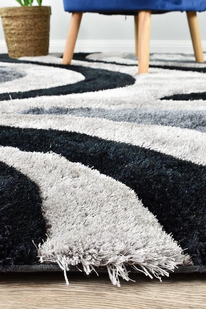 Florida Black Grey Rug 883 - Floorsome - Shag - MIS - TD833 - B1 - BG - 60X90 - Shag