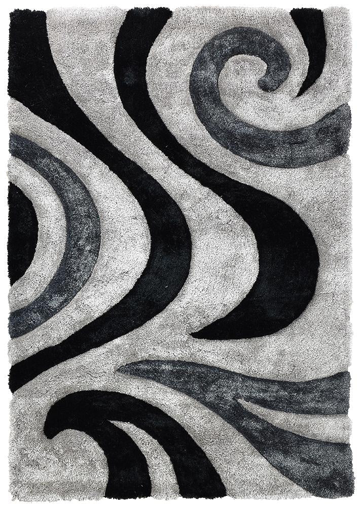 Florida Black Grey Rug 883 - Floorsome - Shag - MIS - TD833 - B1 - BG - 60X90 - Shag