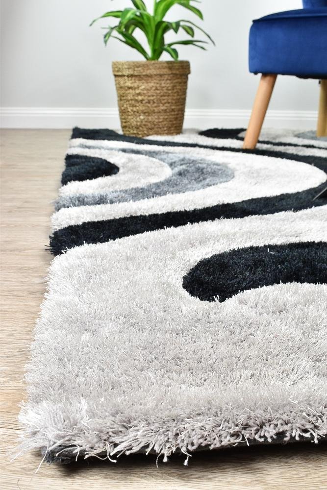 Florida Black Grey Rug 883 - Floorsome - Shag - MIS - TD833 - B1 - BG - 60X90 - Shag