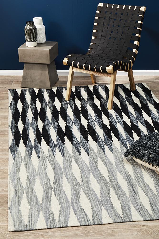 Frida Uber Gradient Rug Black Grey White - Floorsome - Modern
