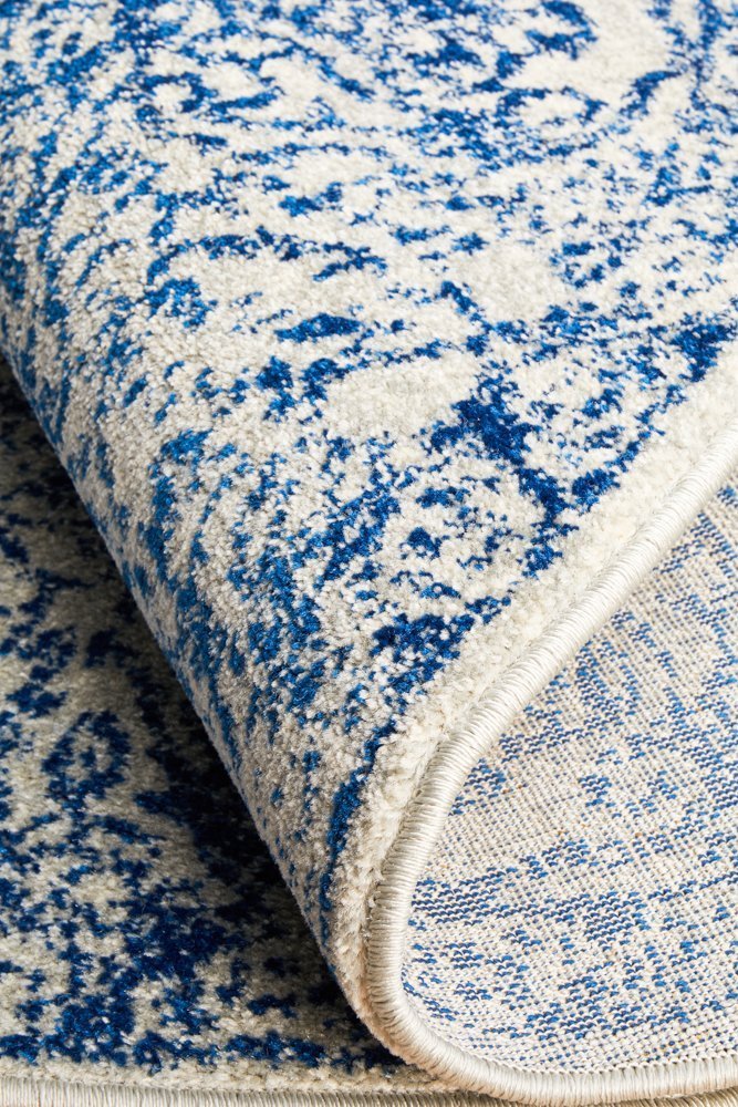 Frost Blue Transitional Round Rug - Floorsome - Modern - EVO - 256 - BLUE - 150X150 - Modern