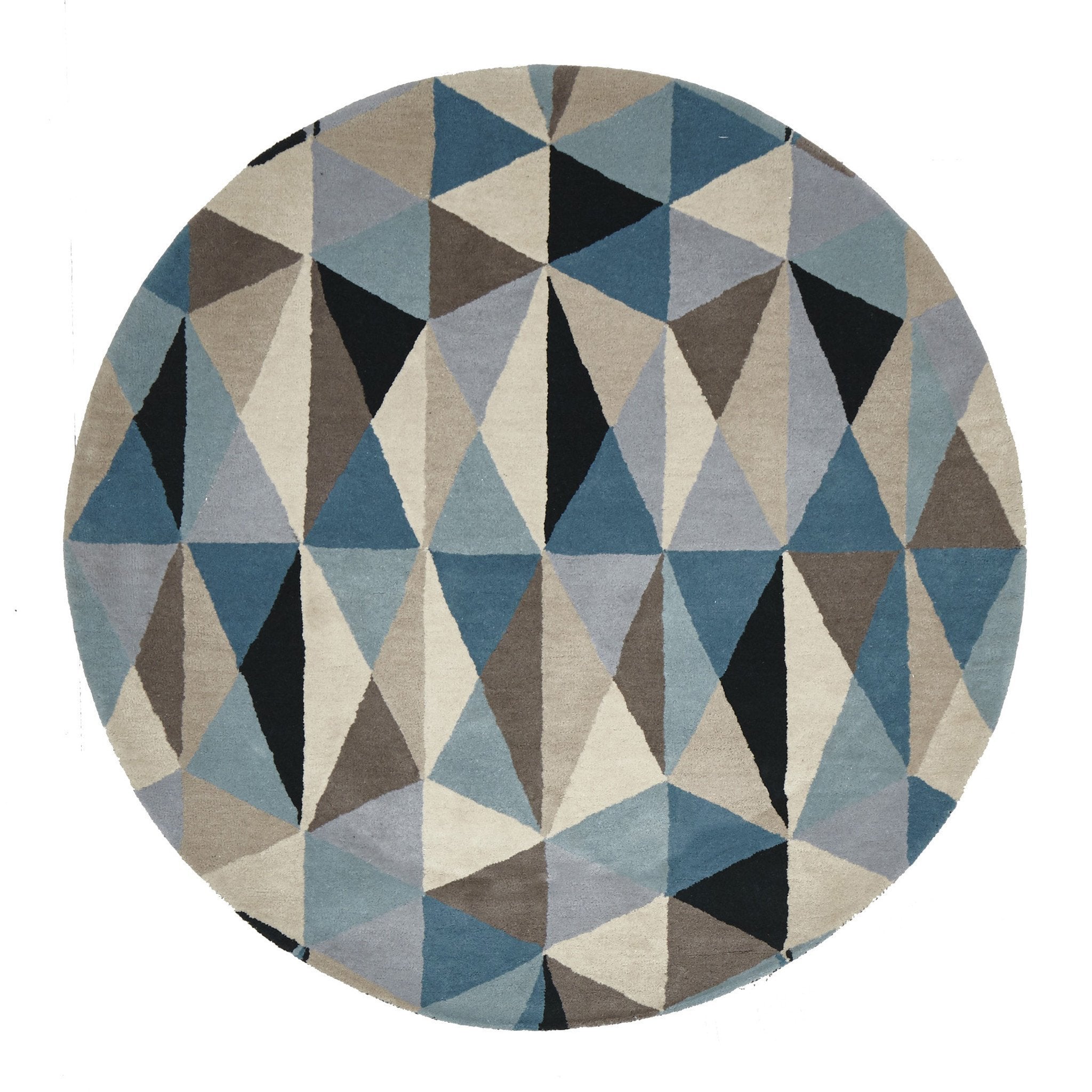 Gem Stone Designer Wool Round Rug Blue - Floorsome - Modern - MTX - 901 - TUR - 120X120 - Modern