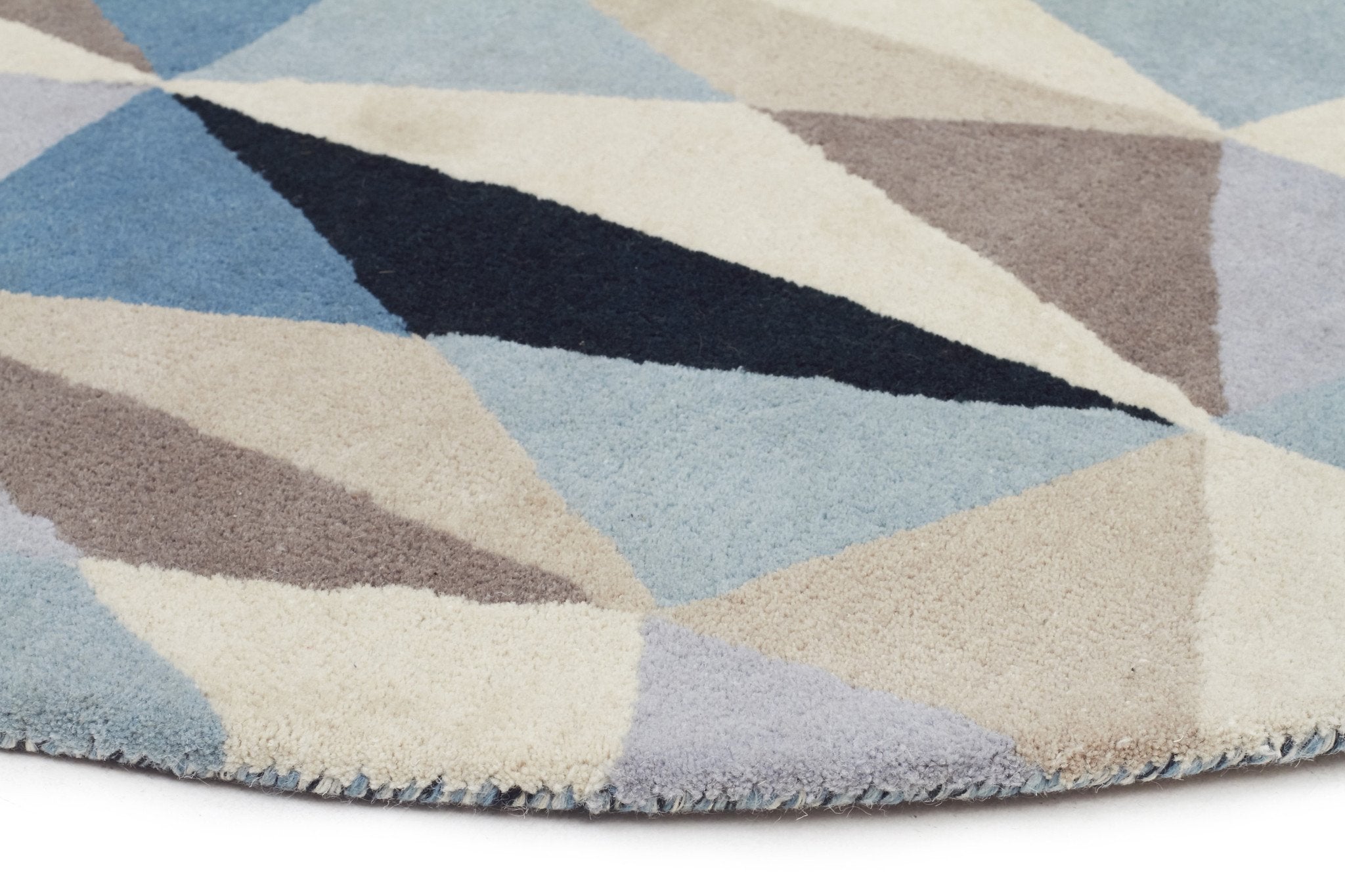 Gem Stone Designer Wool Round Rug Blue - Floorsome - Modern - MTX - 901 - TUR - 120X120 - Modern