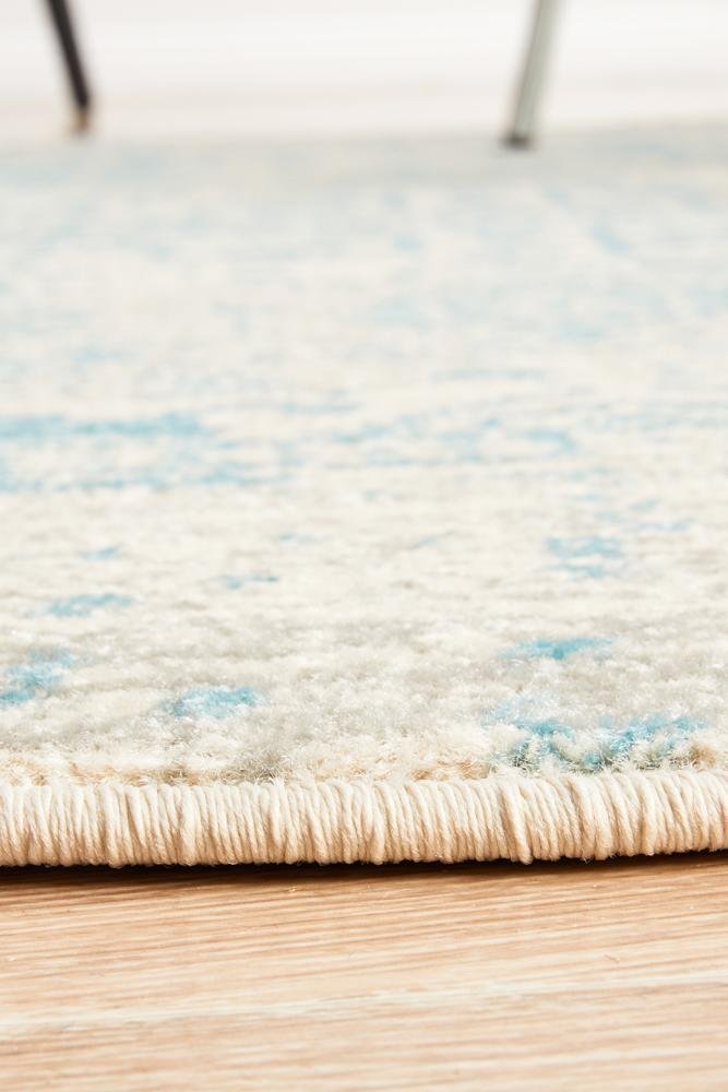 Glacier White Blue Transitional Round Rug - Floorsome - Modern - EVO - 253 - WBLU - 150X150 - Modern