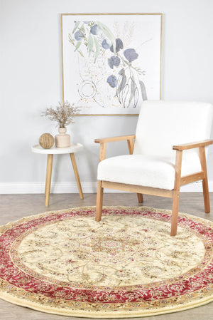 Granada Round 15 Cream Red - Floorsome - ROUND