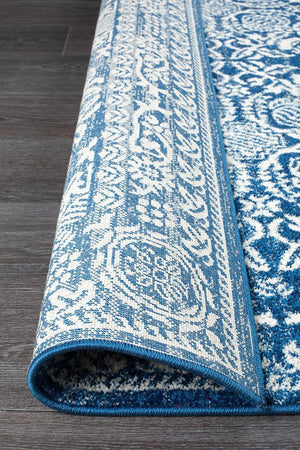 Gwyneth Stunning Transitional Navy Runner Rug - Floorsome - Modern