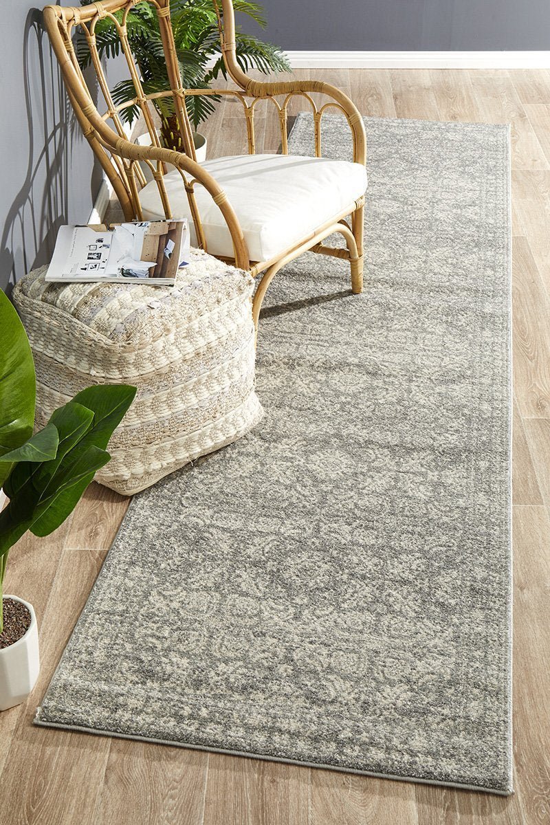 Silver Runner Rug Gwyneth Stunning Transitional Silver Runner Rug | Floorsome