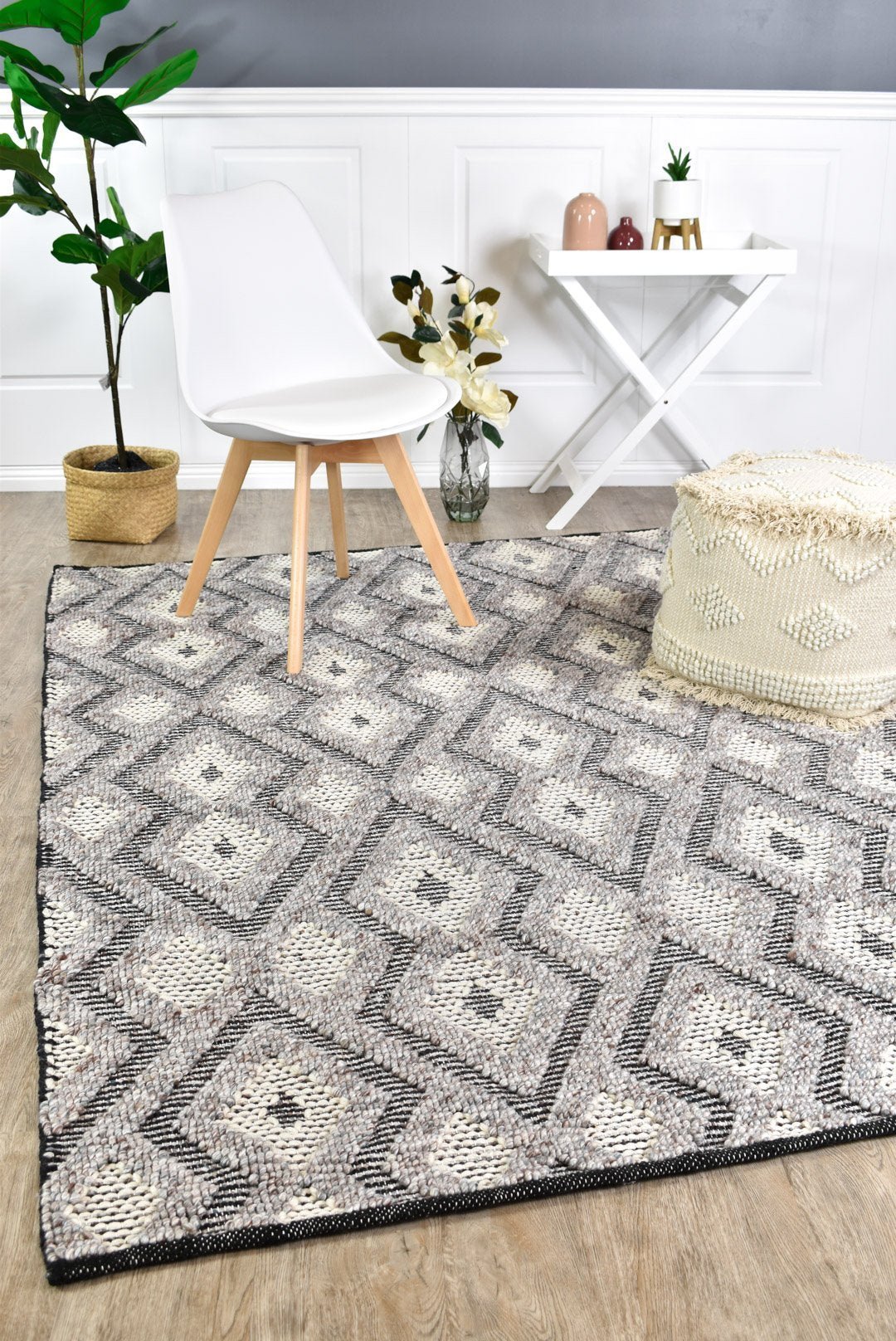 Halima Mushroom Viscose & Wool Rug - Floorsome - FLATWEAVE - CELO - GREY - 160X230 - FLATWEAVE