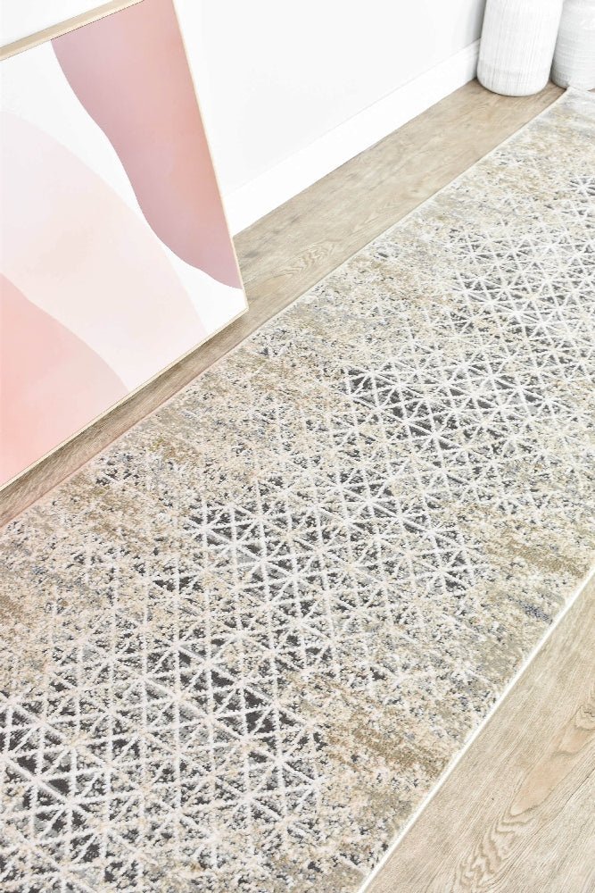 Havana 227A Beige Trellis Runner - Floorsome - TRADITIONAL - VANESSA - B0227A - WHITE - 80X300 - TRADITIONAL