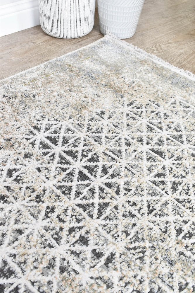 Havana 227A Beige Trellis Runner - Floorsome - TRADITIONAL - VANESSA - B0227A - WHITE - 80X300 - TRADITIONAL